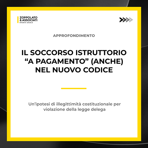Grafica di approfondimento sul soccorso istruttorio a pagamento nel nuovo codice dello studio Zoppolato & Associati.