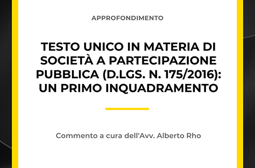 Copertina articolo sul Testo Unico in materia di societ&agrave; a partecipazione pubblica.