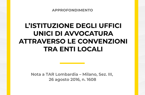 Copertina articolo su uffici unici di avvocatura e convenzioni tra enti locali.