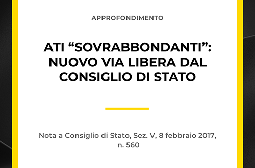 Grafica nuovo via libera dal Consiglio di Stato per le ATI sovrabbondanti.