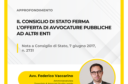 Avvocato Federico Vaccarino - Nota a Consiglio di Stato su offerta avvocature pubbliche.