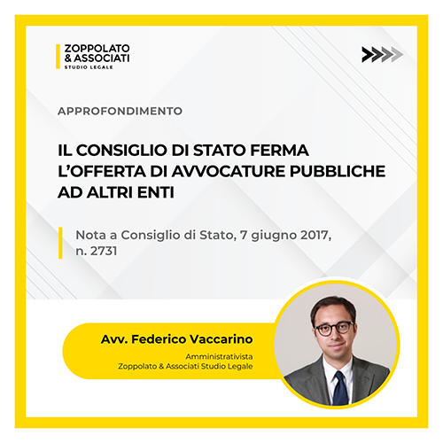 Avvocato Federico Vaccarino - Nota a Consiglio di Stato su offerta avvocature pubbliche.