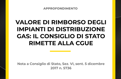 Grafica valore rimborso impianti distribuzione gas - Consiglio di Stato rimette alla CGUE.