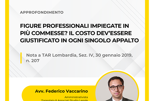 Avvocato Federico Vaccarino su costo figure professionali impiegate in più commesse negli appalti.