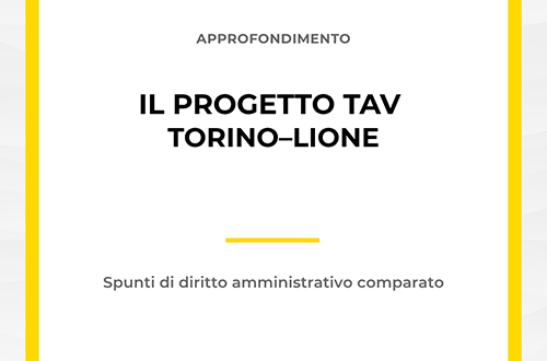 Copertina articolo sul progetto TAV Torino-Lione con spunti di diritto amministrativo comparato.