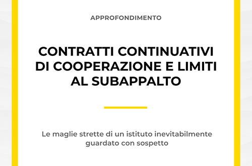 Grafica Studio Zoppolato & Associati sui contratti continuativi di cooperazione e i limiti al subappalto.