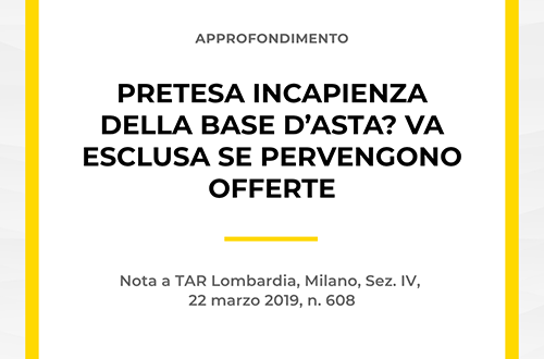 Copertina articolo su pretesa incapienza della base d'asta e offerte pervenute - Studio Legale Zoppolato.