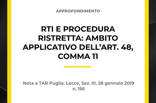 Grafica informativa dello Studio Legale Zoppolato & Associati su RTI e procedura ristretta secondo l'art. 48 comma 11.