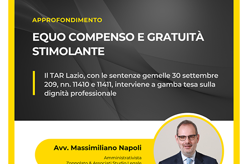 Avvocato Massimiliano Napoli commenta le sentenze del TAR Lazio su equo compenso e dignità professionale.