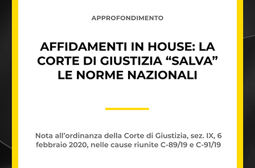 Grafica informativa dello Studio Legale Zoppolato & Associati sugli affidamenti in house e la Corte di Giustizia.
