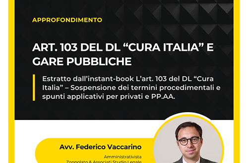 Grafica dell'estratto dell'Instant-Book a cura dell'Avv. Federico Vaccarino sull'Art. 103 del DL