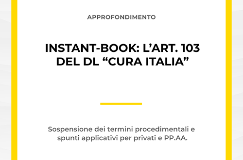 Grafica dell'Instant-Book dello Studio Zoppolato & Associati sull'Art. 103 del DL