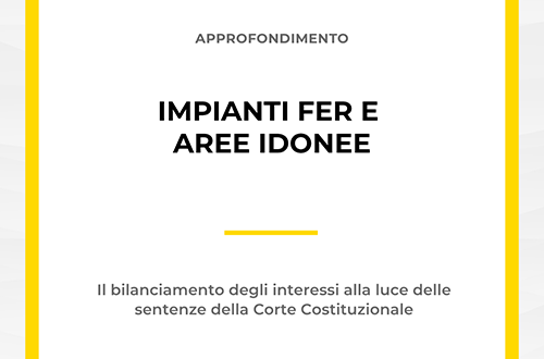 Grafica dell'approfondimento dello Studio Legale Zoppolato & Associati su Impianti FER e aree idonee alla luce delle sentenze della Corte Costituzionale.