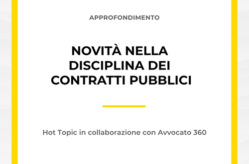 Grafica dell'approfondimento sulle novità nella disciplina dei contratti pubblici, realizzato dallo Studio Legale Zoppolato & Associati in collaborazione con Avvocato 360