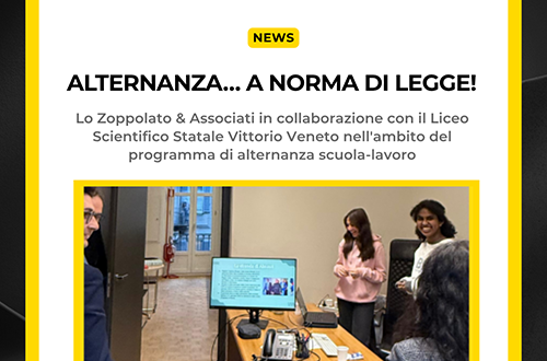 Studenti del Liceo Scientifico Vittorio Veneto di Milano durante il programma di alternanza scuola-lavoro presso lo Studio Legale Zoppolato & Associati.