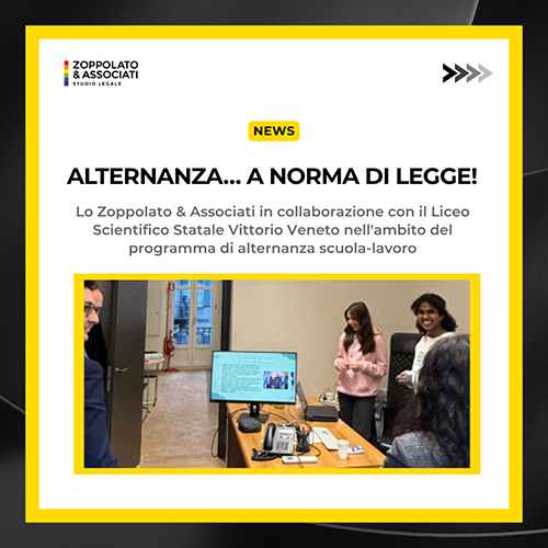 Studenti del Liceo Scientifico Vittorio Veneto di Milano durante il programma di alternanza scuola-lavoro presso lo Studio Legale Zoppolato & Associati.