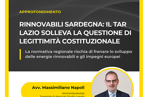 Analisi del TAR Lazio sulla questione di legittimità costituzionale per le rinnovabili in Sardegna, a cura dell'Avv. Massimiliano Napoli.