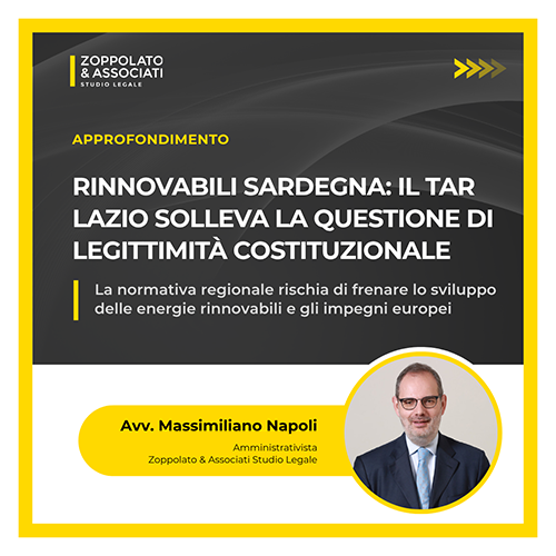 Analisi del TAR Lazio sulla questione di legittimità costituzionale per le rinnovabili in Sardegna, a cura dell'Avv. Massimiliano Napoli.