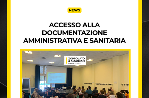 Sala conferenze gremita durante un seminario dello Studio Legale Zoppolato & Associati sull'accesso alla documentazione amministrativa e sanitaria.