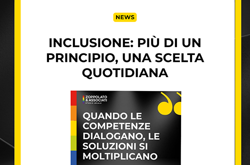 Grafica istituzionale dello Studio Legale Zoppolato & Associati sul tema dell'inclusione, con il testo 